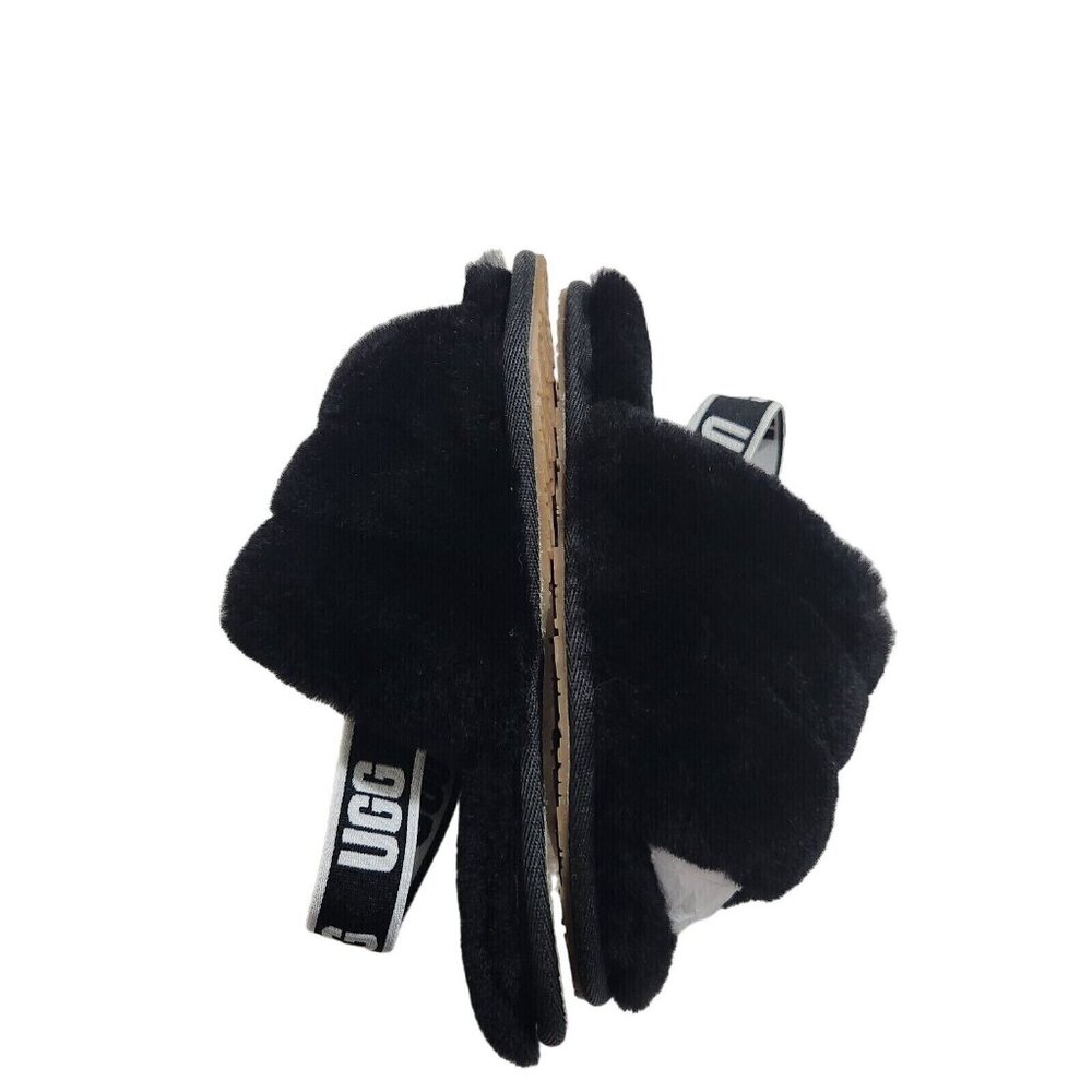 UGG Slippers Fluff Yeah Toddler Size 10 Fuzzy Black House Shoes 188 - Picture 5 of 9